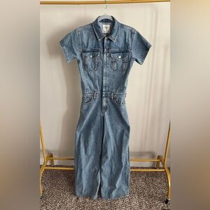 Light Wash Denim Short Sleeve Jumpsuit